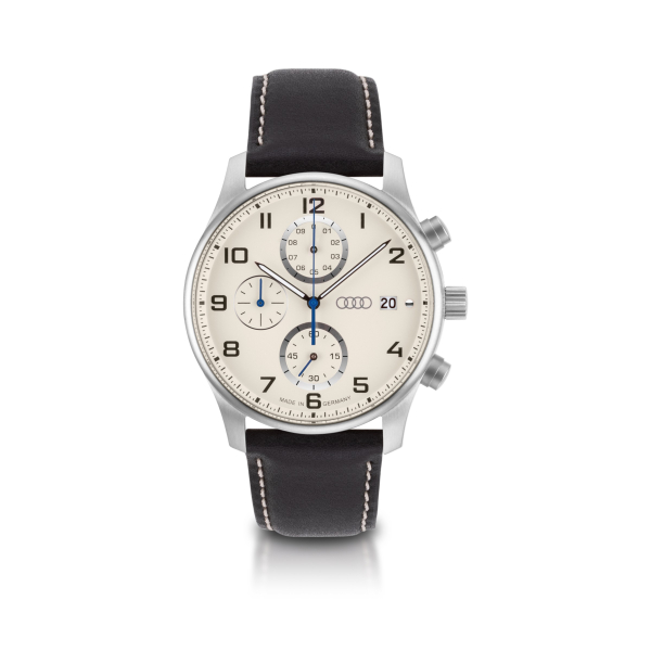 Audi Chronograph, Herren, silber/beige Audi Chronograph, Herren, silber/beige