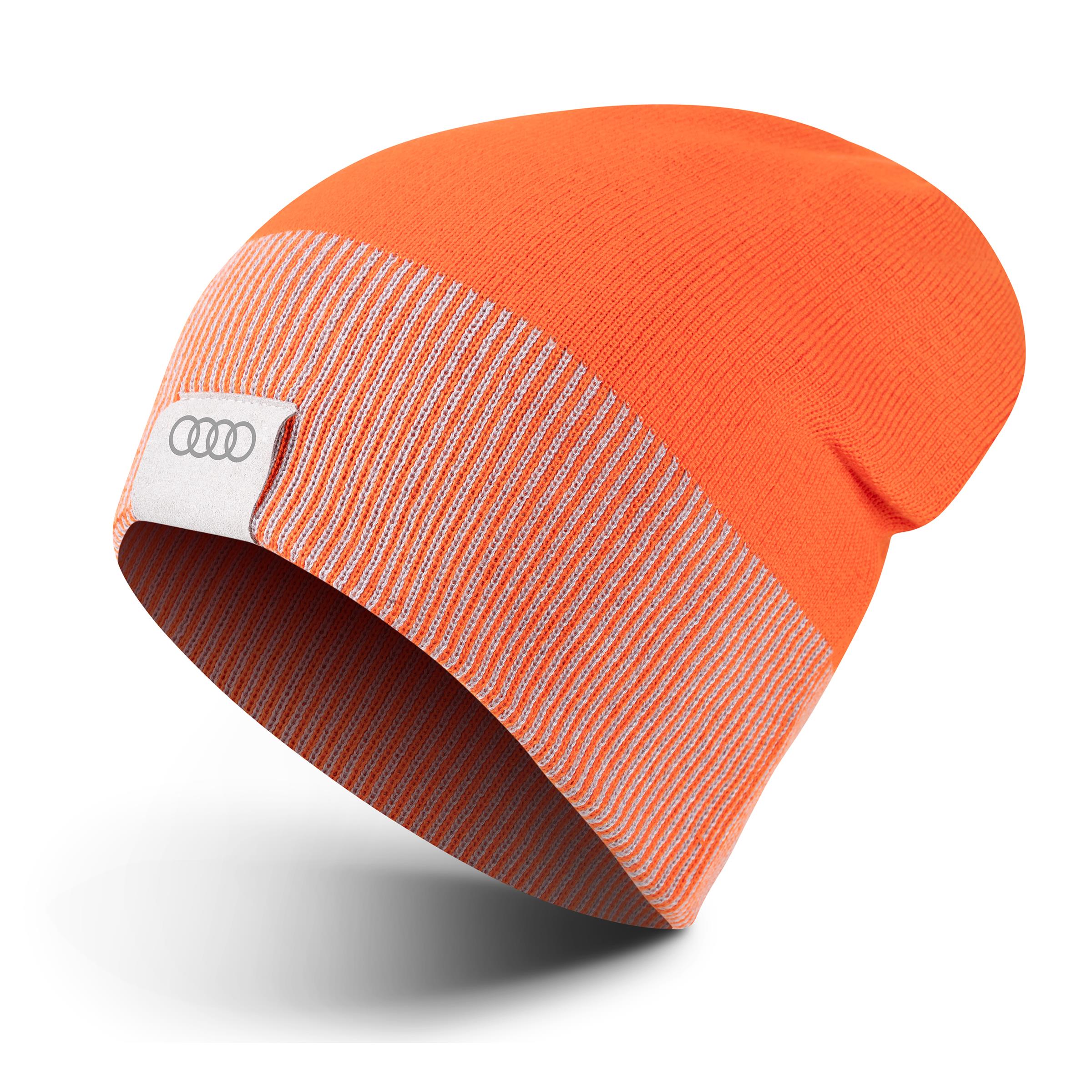 Audi Wende-Strickmütze, orange-hellbraun Audi Wende-Strickmütze, orange-hellbraun