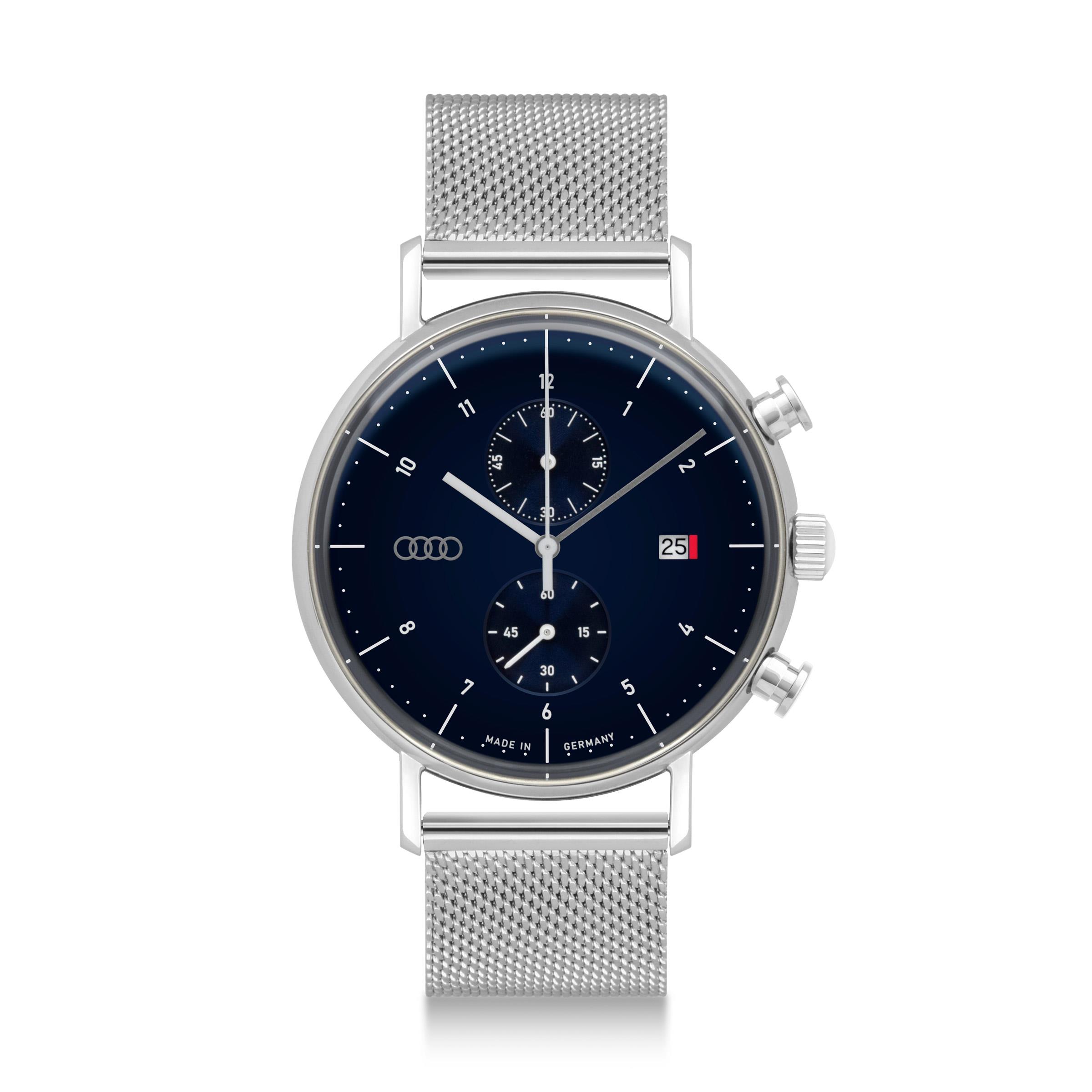 Audi Chronograph, silber/nachtblau