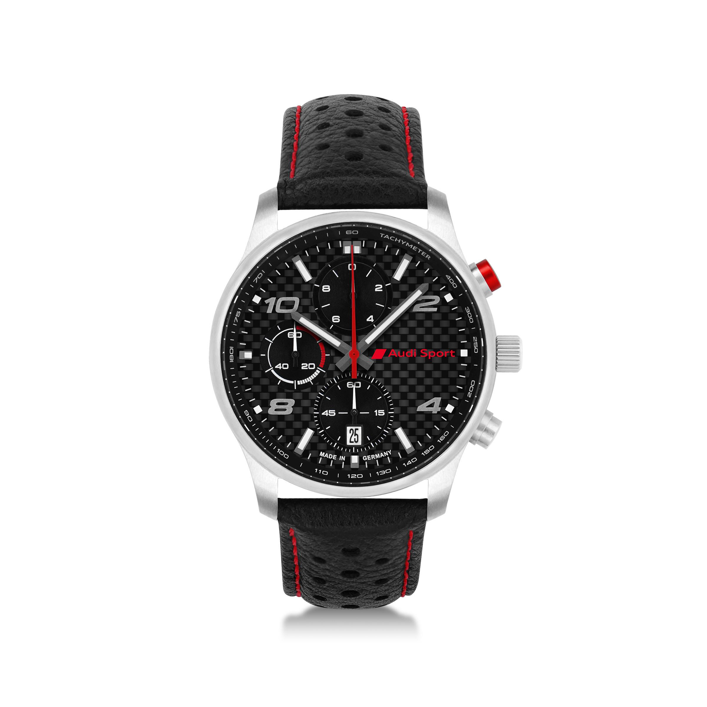 Audi Sport Chronograph Carbon, Herren, silber/schwarz Audi Sport Chronograph Carbon, Herren, silber/schwarz