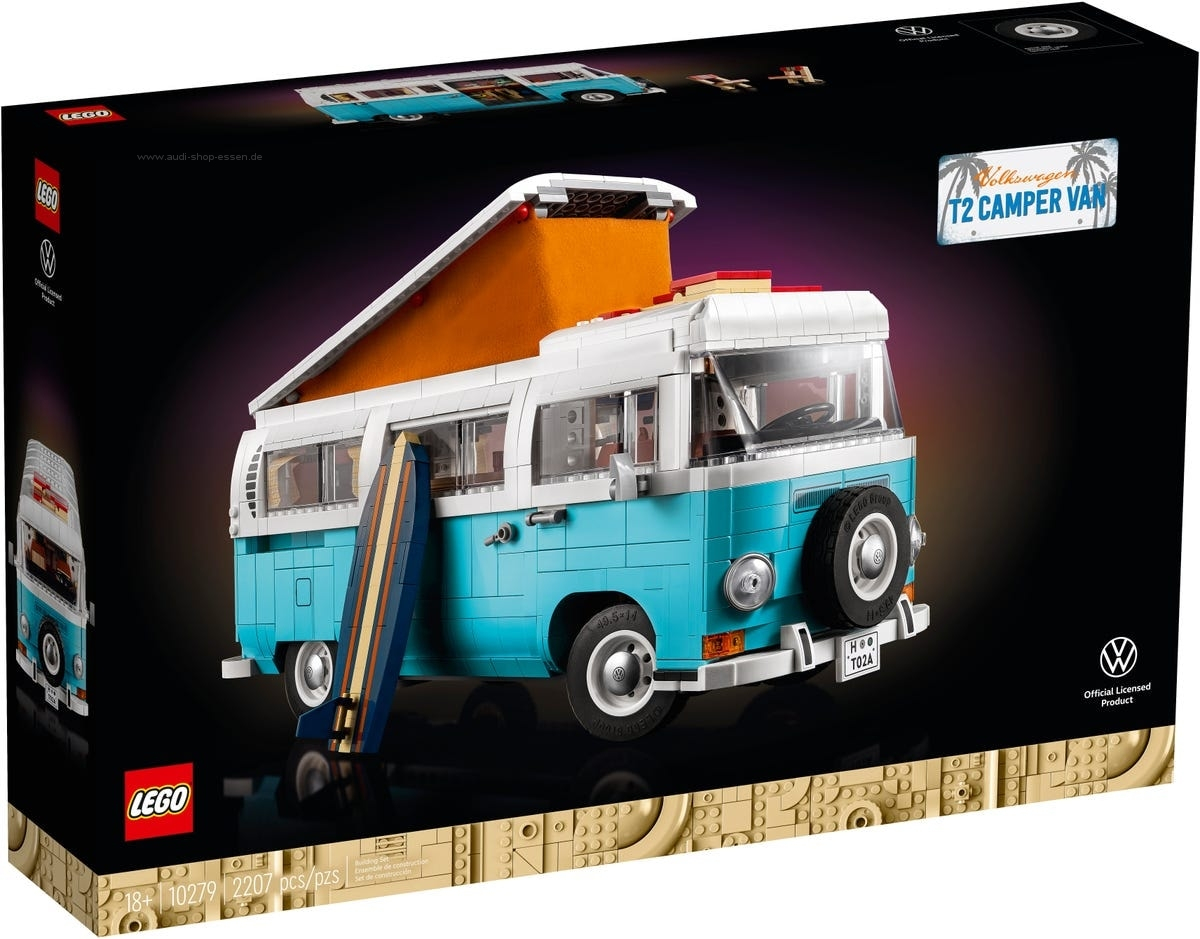 Original Lego® T2 VW Volkswagen Camping Bulli Retro Hellblau/Weiss Heritage Kollektion